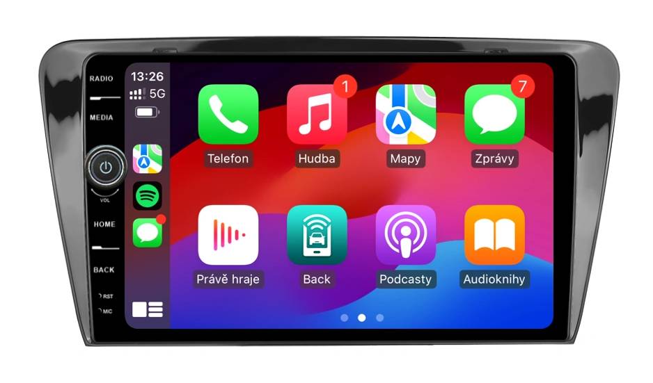 Ukážka Apple CarPlay v 2DIN autorádiu Everest EVE03 pre Škoda Octavia III