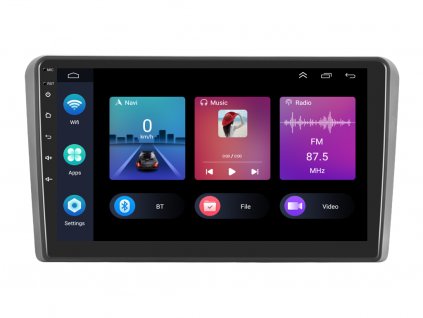 2DIN autorádio A3018 s Android 13 pro Audi A3, CarPlay, AndroidAuto, bluetooth handsfree s GPS modulem, navigací, DAB a dotykovou obrazovkou evtech.cz