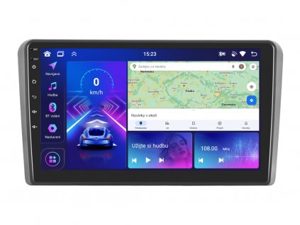 2DIN autorádio A3453 s Android 13 pro Audi A3, CarPlay, AndroidAuto, bluetooth handsfree s GPS modulem, navigací, DAB a dotykovou obrazovkou evtech.cz