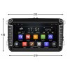 ISUDAR autorádio T72 VW0803F s Android 13 pro Škoda, Volkswagen, Seat, rozměry, CarPlay, AndroidAuto a dotykovou obrazovkou evtech.cz