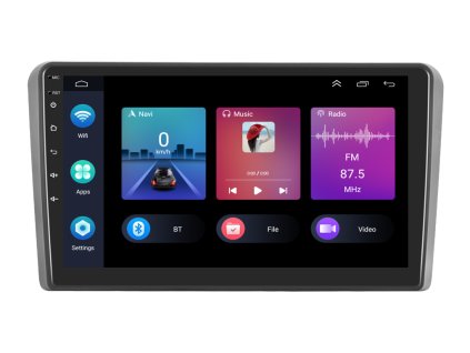 2DIN autorádio A3018 s Android 13 pro Audi A3, CarPlay, AndroidAuto, bluetooth handsfree s GPS modulem, navigací, DAB a dotykovou obrazovkou evtech.cz