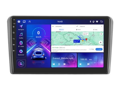 Bmode autorádio s Android 13 pro Audi A3, CarPlay, AndroidAuto, bluetooth handsfree s GPS modulem, navigací, DAB a LCD IPS dotykovou obrazovkou evtech.cz