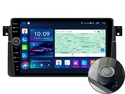 EVEREST 1 autorádio s Android pro BMW E46, CarPlay, AndroidAuto, bluetooth handsfree s GPS modulem, navigací, DAB a LCD IPS dotykovou obrazovkou evtech.cz