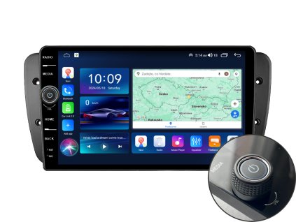 EVEREST 1 autorádio s Android pro Seat Ibiza, CarPlay, AndroidAuto, bluetooth handsfree s GPS modulem, navigací, DAB a LCD IPS dotykovou obrazovkou evtech.cz