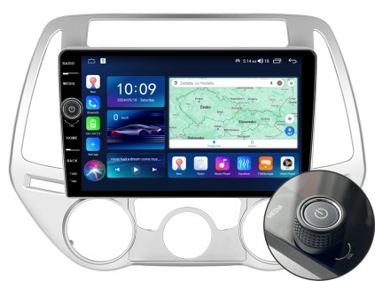 EVEREST 1 autorádio s Android pro Hyundai I20, CarPlay, AndroidAuto, bluetooth handsfree s GPS modulem, navigací, DAB a LCD IPS dotykovou obrazovkou evtech.cz