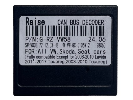 CAN-BUS dekoder Raise pro Škoda, Volkswagen, Seat, ovládání na volantu, informace o klimatizaci everest technology -evtech.cz