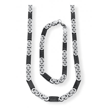 Pánský náhrdelník s náramkem z chirurgické oceli / řecký klíč KA920  + dárkové balení