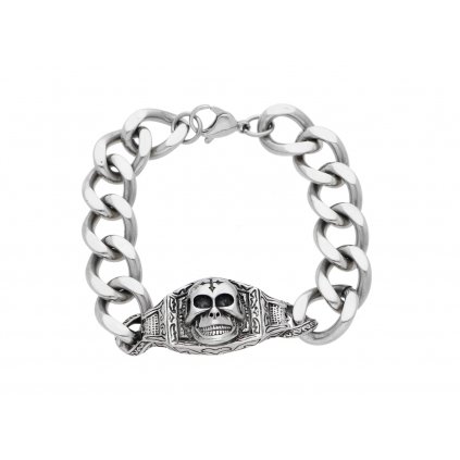 Ocelový náramek s lebkou JGT645  + dárkové balení