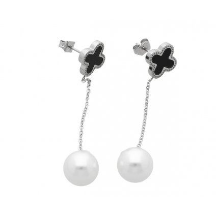 Ocelové náušnice s perličkou  + dárkové balení