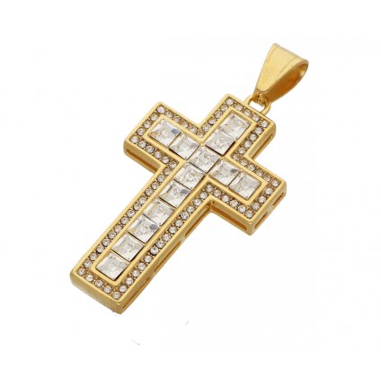 Ocelový kříž s řetízkem Gold  + dárkové balení
