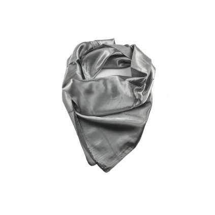 Saténový jednobarevný šátek 85 x 85 cm - šedá