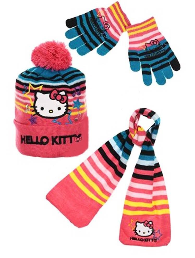 Sun City Dívčí sada čepice, prstové rukavice a šála Hello Kitty velikost 52