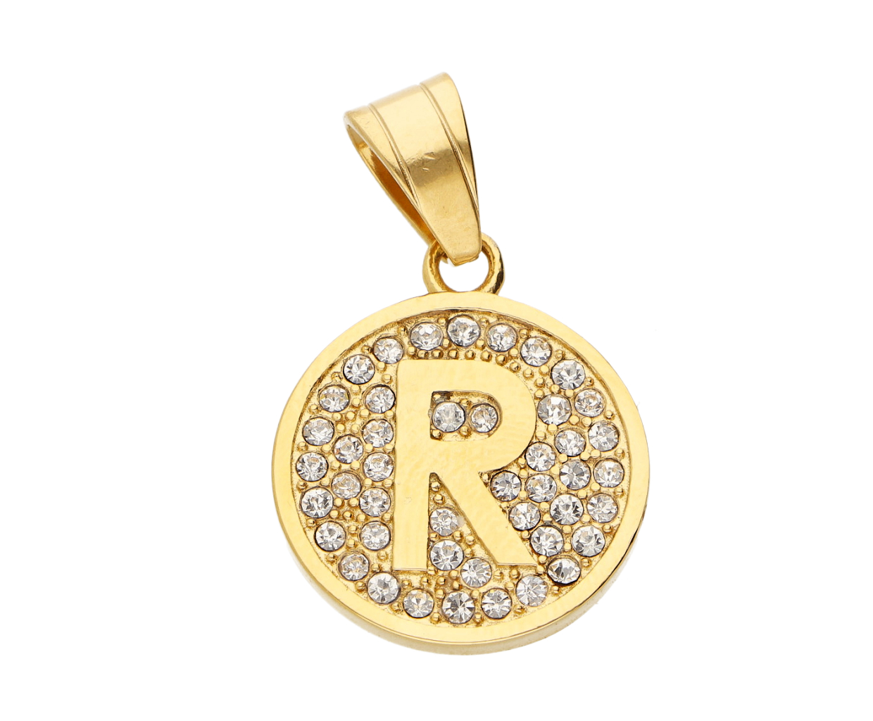 Ewena Přívěsek písmenko s kamínky Gold abeceda: R + dárkové balení
