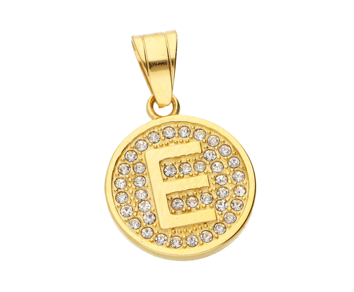 Ewena Přívěsek písmenko s kamínky Gold abeceda: E + dárkové balení