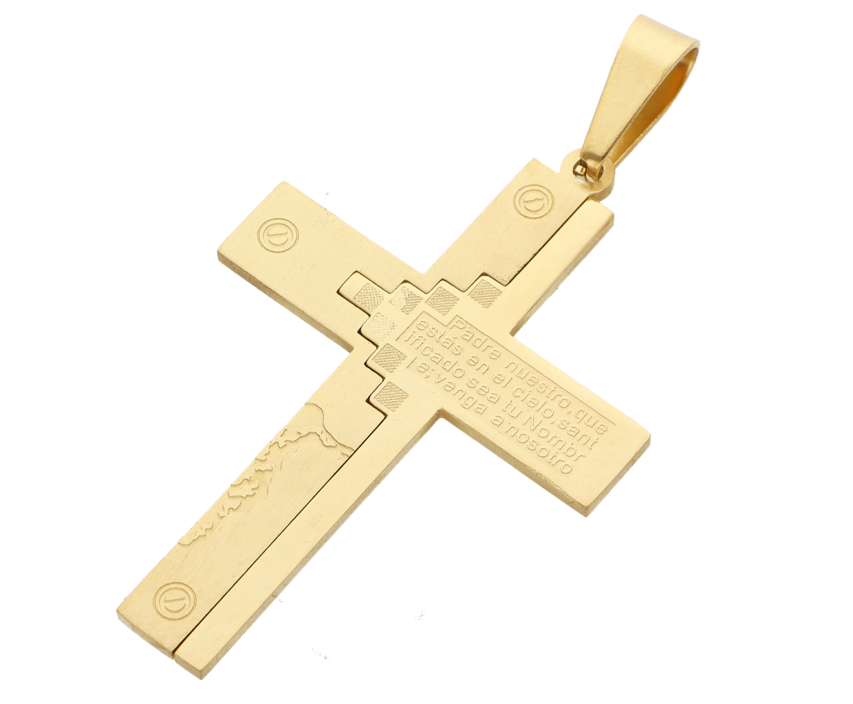 Ewena Ocelový kříž Gold s motlitbou