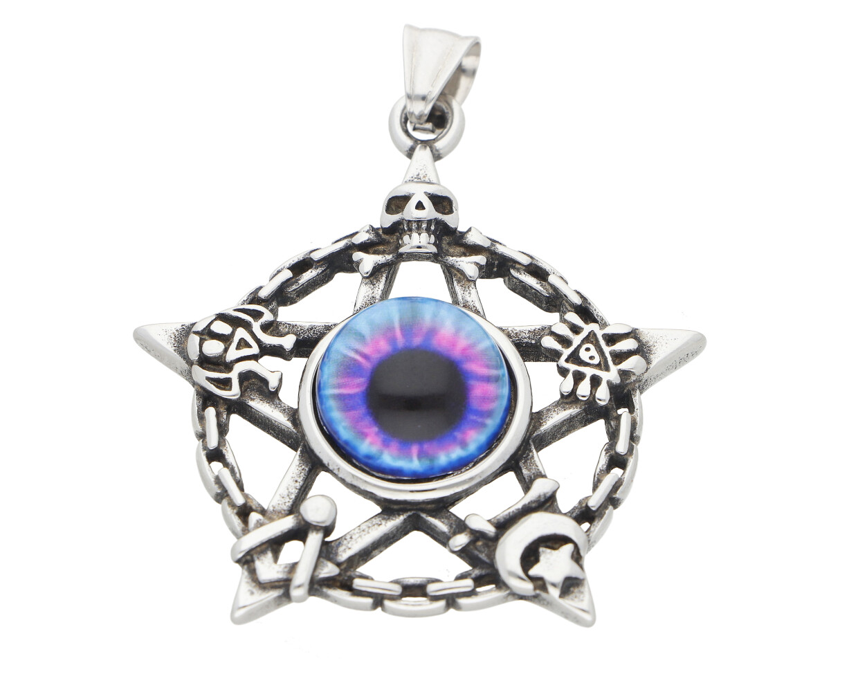 Ewena Přívěsek z chirurgické oceli, amulet s barevným okem + dárkové balení
