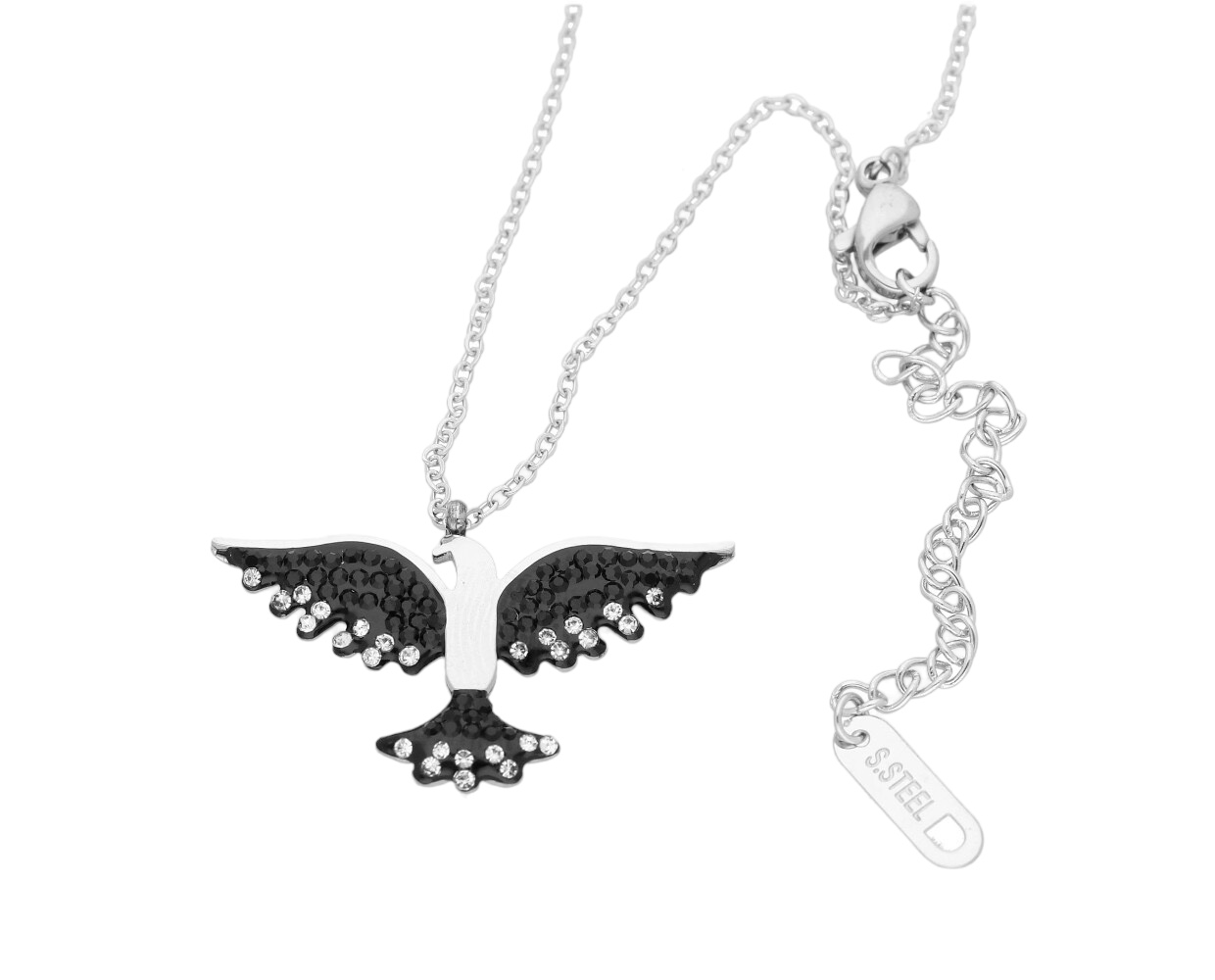 Ewena Dámský náhrdelník holubice černá + dárkové balení
