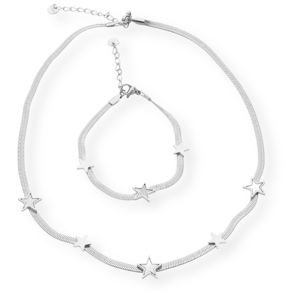 Ewena Dámský náhrdelník s náramkem z chirurgické oceli KM6427 + dárkové balení