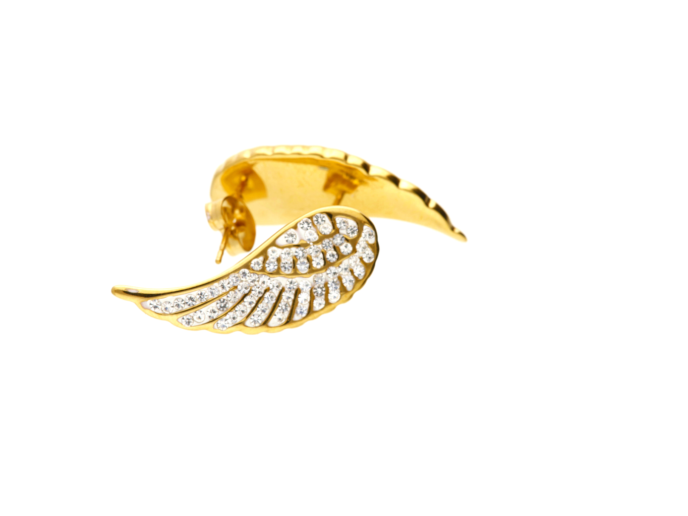 Ewena Ocelové náušnice andělská křídla Gold + dárkové balení
