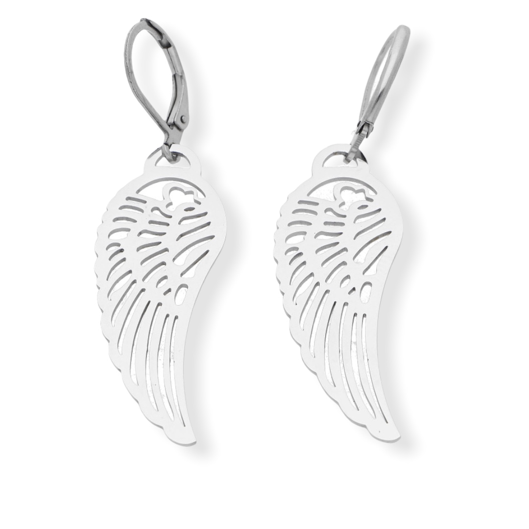 Ewena Ocelové náušnice andělská křídla + dárkové balení