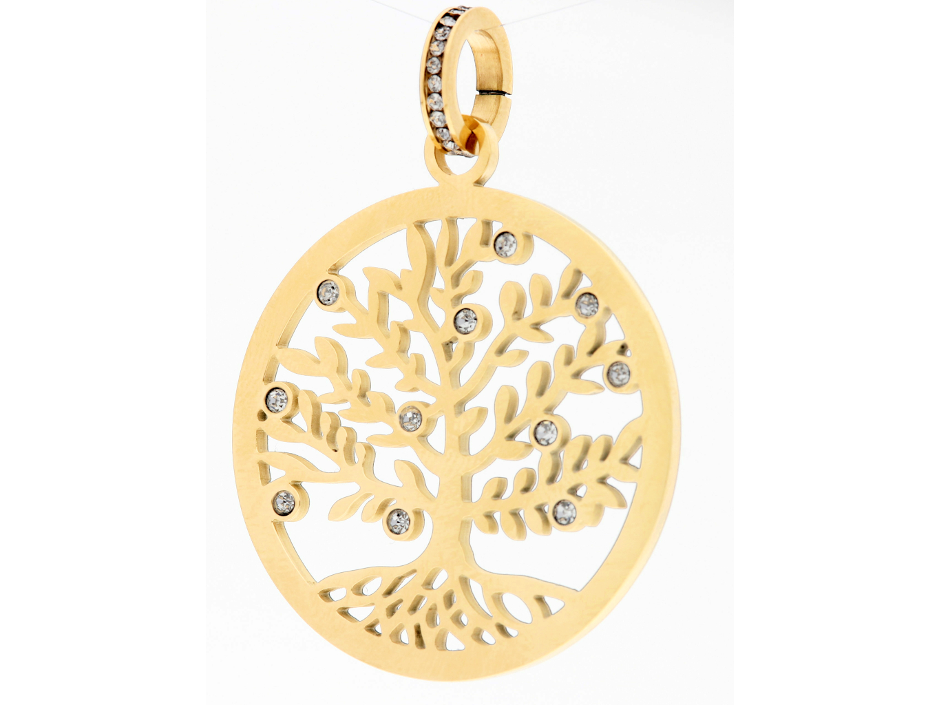 Ewena Řetízek s přívěskem strom života s krystaly ve zlaté barvě + dárkové balení