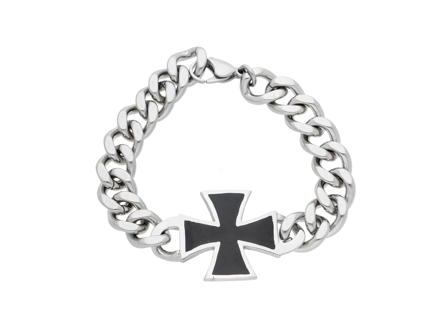 Ewena Pánský ocelový náramek maltézský kříž + dárkové balení
