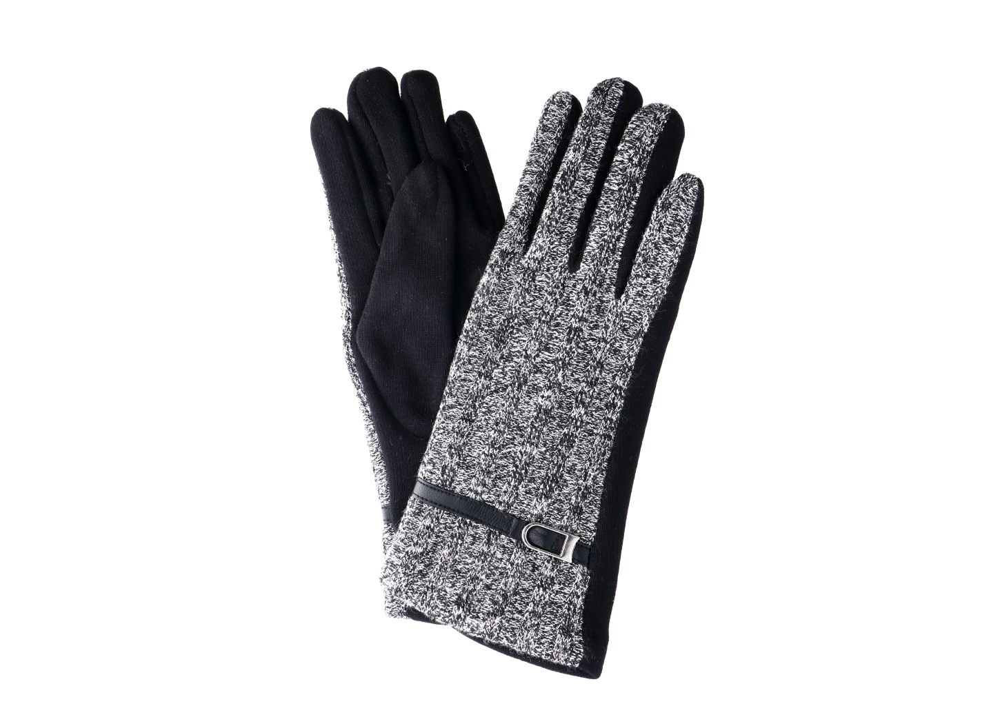 Ewena Dámské pletené rukavice černo šedé