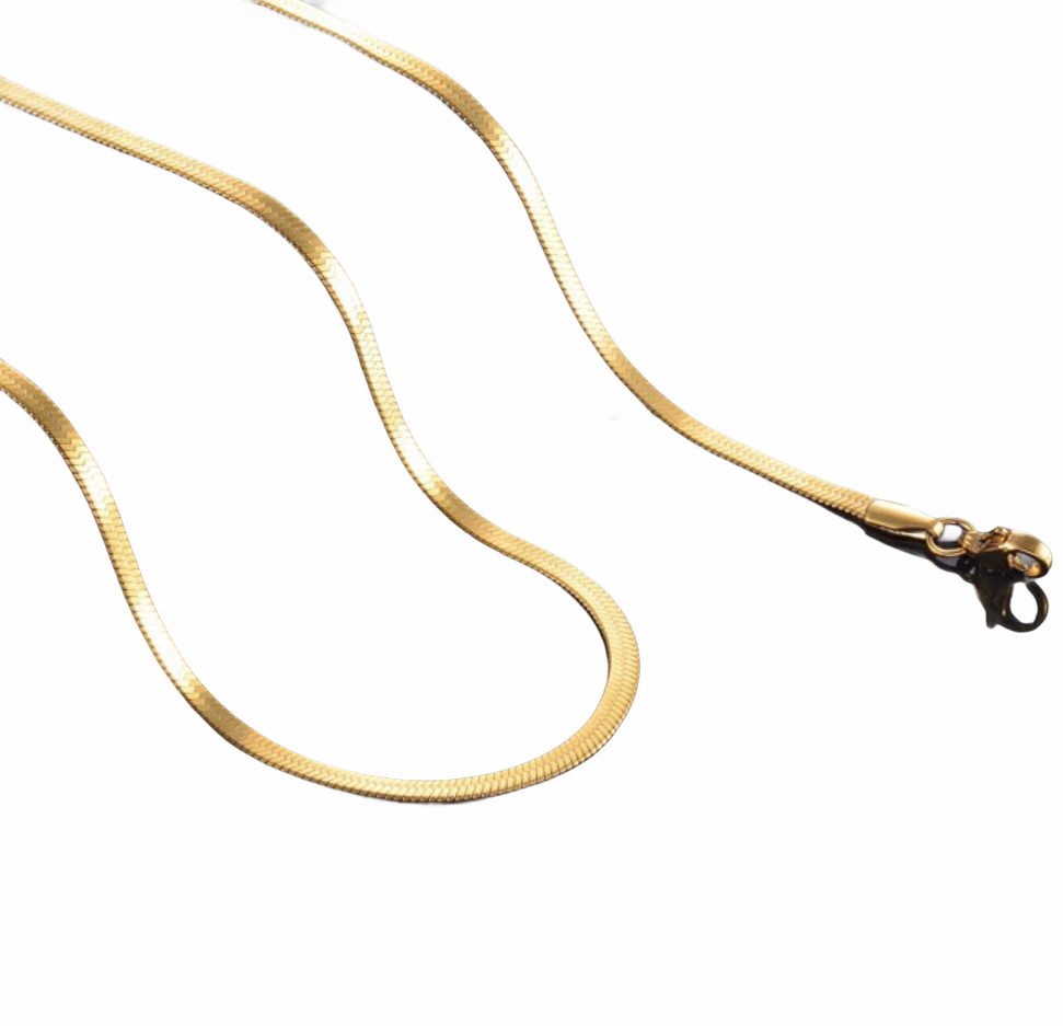 Ewena Plochý řetízek a náramek z chirurgické oceli + Délka 50 cm, šířka 0,4 cm Gold + dárkové balení