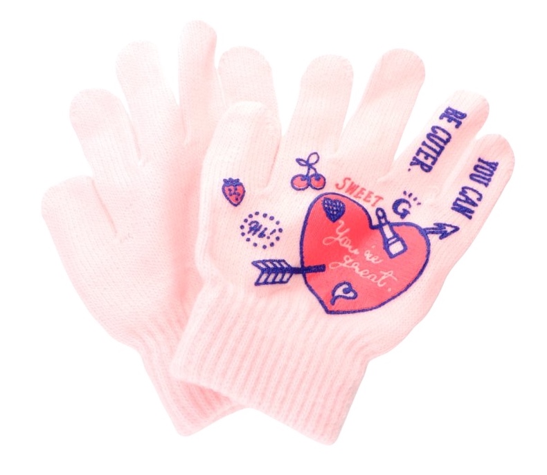 Ewena Dětské teplé prstové rukavice s motivem - různé barvy Barva: Růžová světlá