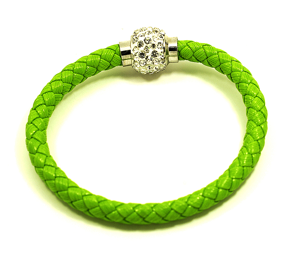 Ewena Náramek pletený s kuličkou a magnetickým zapínáním obvod 20 cm různé barvy Barva: Zelená
