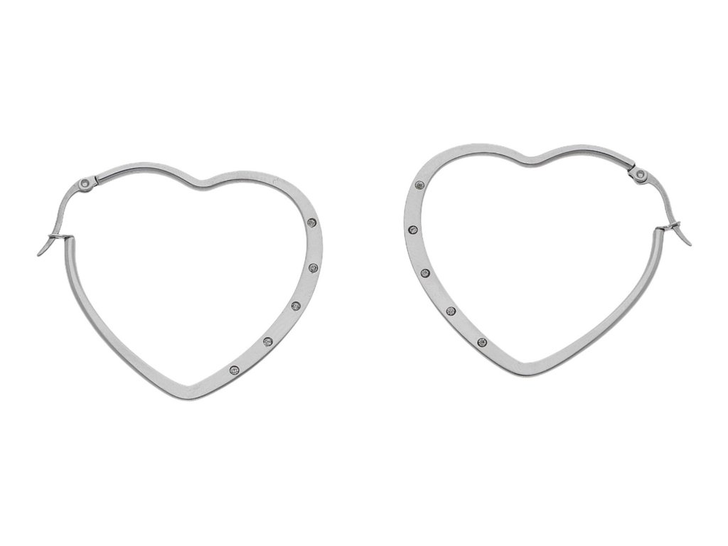 Ewena Náušnice ocelové srdce 4 x 4,5 cm + dárkové balení