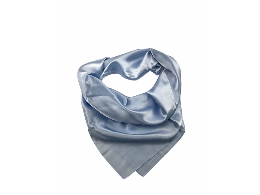 Ewena Saténový jednobarevný šátek 85 x 85 cm - světle blankytně modrý