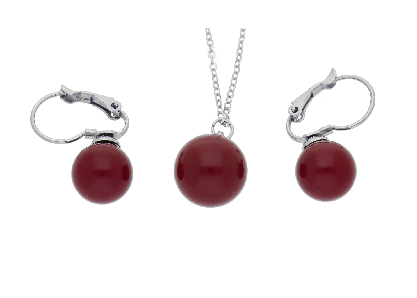 Ewena Souprava z chirurgické oceli červené perly + dárkové balení