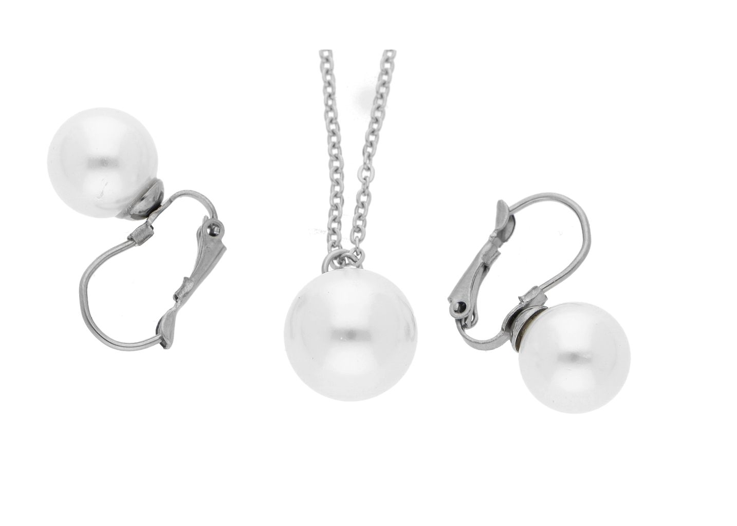 Ewena Souprava z chirurgické oceli bíle perly + dárkové balení