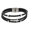 Kožený náramek černý s kotvou LHF232  + dárkové balení