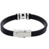 Náramek černý  z kůže a chirurgické oceli  + dárkové balení