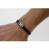 Náramek černý  z kůže a chirurgické oceli  + dárkové balení