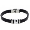 Náramek černý  z kůže a chirurgické oceli  + dárkové balení