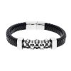 Kožený náramek s lebkou DFT342  + dárkové balení