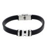 Náramek černý  z kůže a chirurgické oceli  + dárkové balení