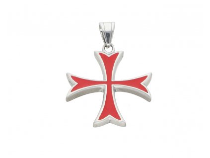 12815 privesek rytirsky templarsky kriz stribrno cerveny