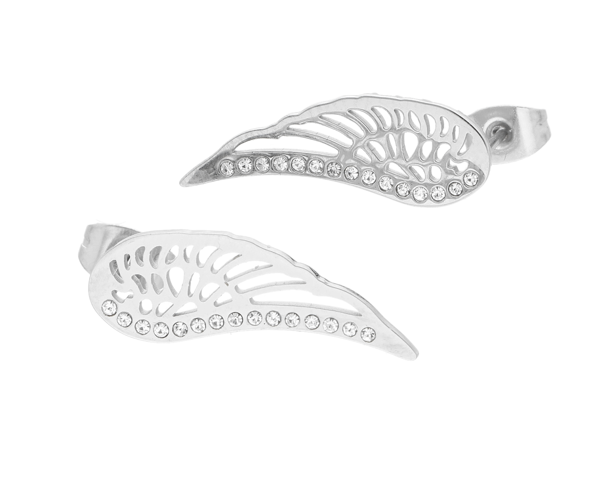 Ewena Oceľové náušnice anjelské krídla + Darčekové balenie