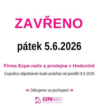 V pátek 5.6.2026 bude naše firma Expa nails a prodejna v Hodoníne uzavřena ❌️ Expedice objednavek bude probihat od pondělí...