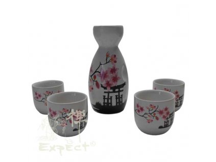 souprava Sake set China flower pagoda 5ks