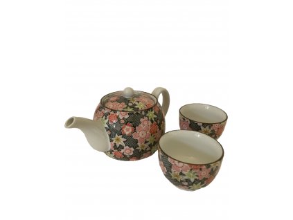 japan tea set red flower set3ks