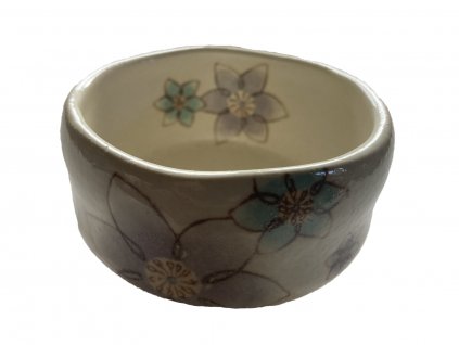 miska japan tea chawan flower violet blue 9cm