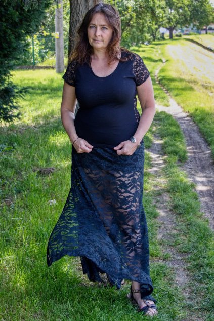 Sukně krajková dlouhá Illex - růžová