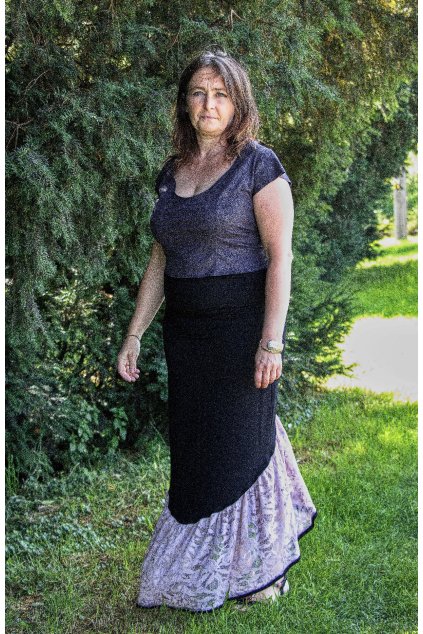Sukně krajková dlouhá Illex - černá s béžovou