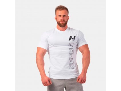 men s t shirt vertical logo white nebbia