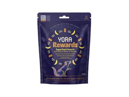 YORA Dog pamlsky z hmyzu Rewards arašídy a banán 100g